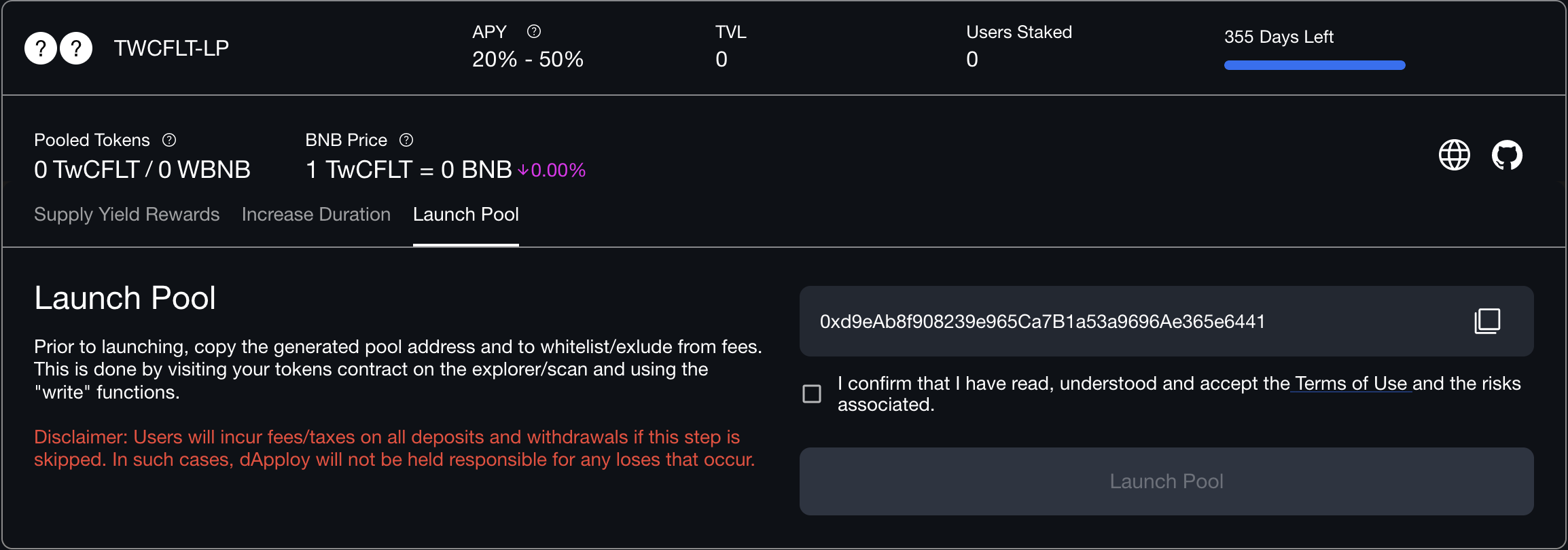 Launch Pool from Tab